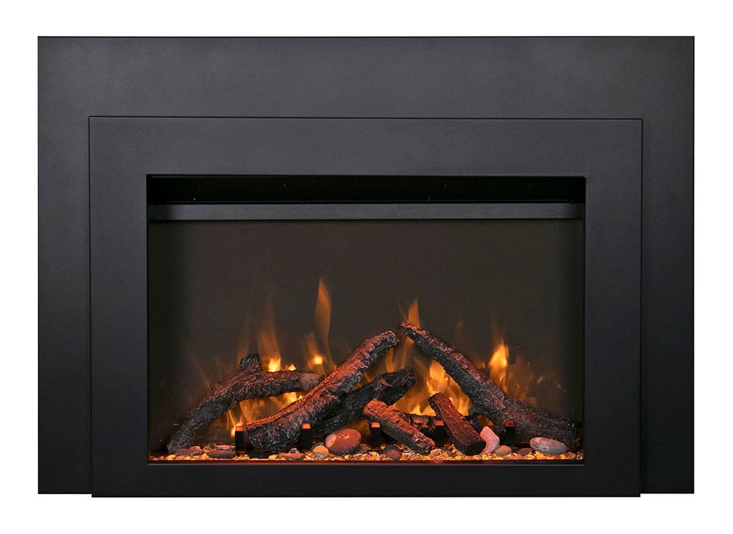 Sierra Flame 34" Electric Fireplace Insert with Black Steel Surround INS-FM-34