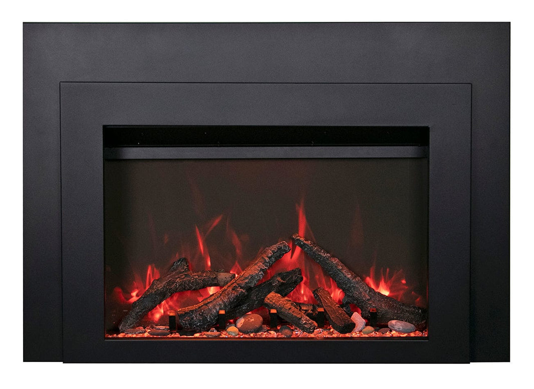 Sierra Flame 34" Electric Fireplace Insert with Black Steel Surround INS-FM-34