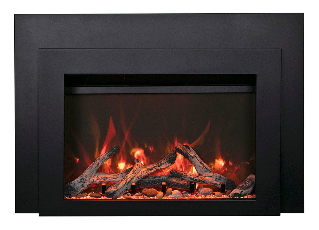 Sierra Flame 34" Electric Fireplace Insert with Black Steel Surround INS-FM-34