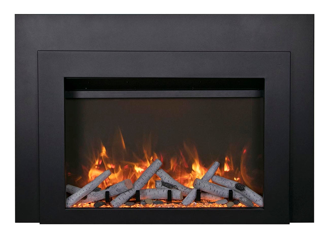 Sierra Flame 34" Electric Fireplace Insert with Black Steel Surround INS-FM-34