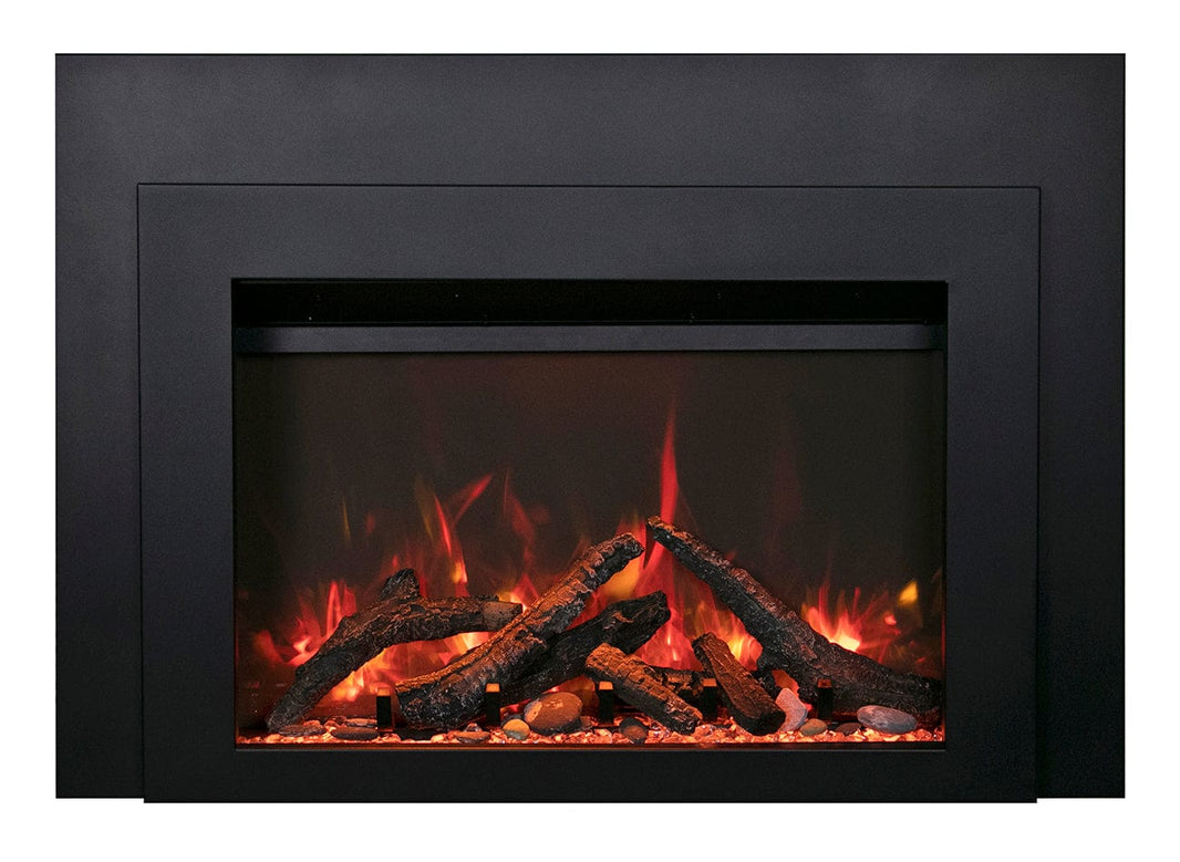 Sierra Flame 34" Electric Fireplace Insert with Black Steel Surround INS-FM-34