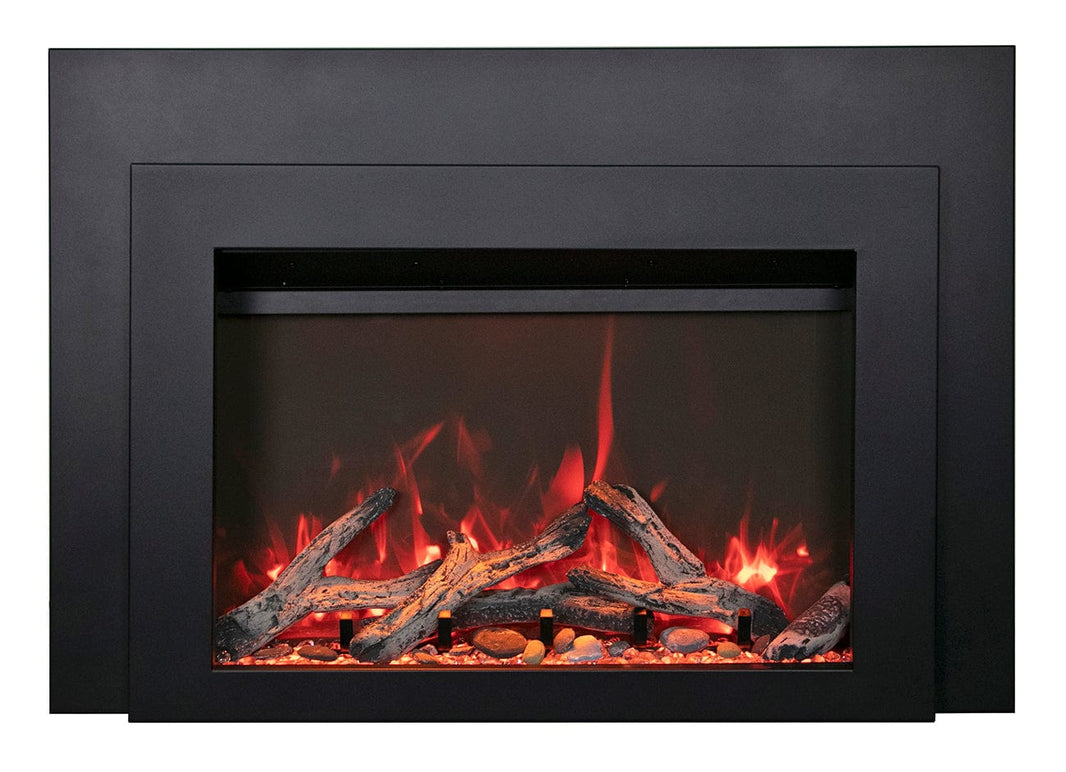 Sierra Flame 34" Electric Fireplace Insert with Black Steel Surround INS-FM-34