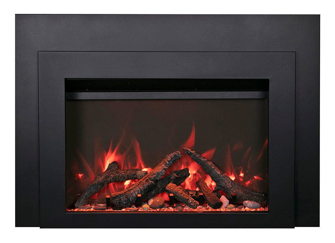 Sierra Flame 34" Electric Fireplace Insert with Black Steel Surround INS-FM-34