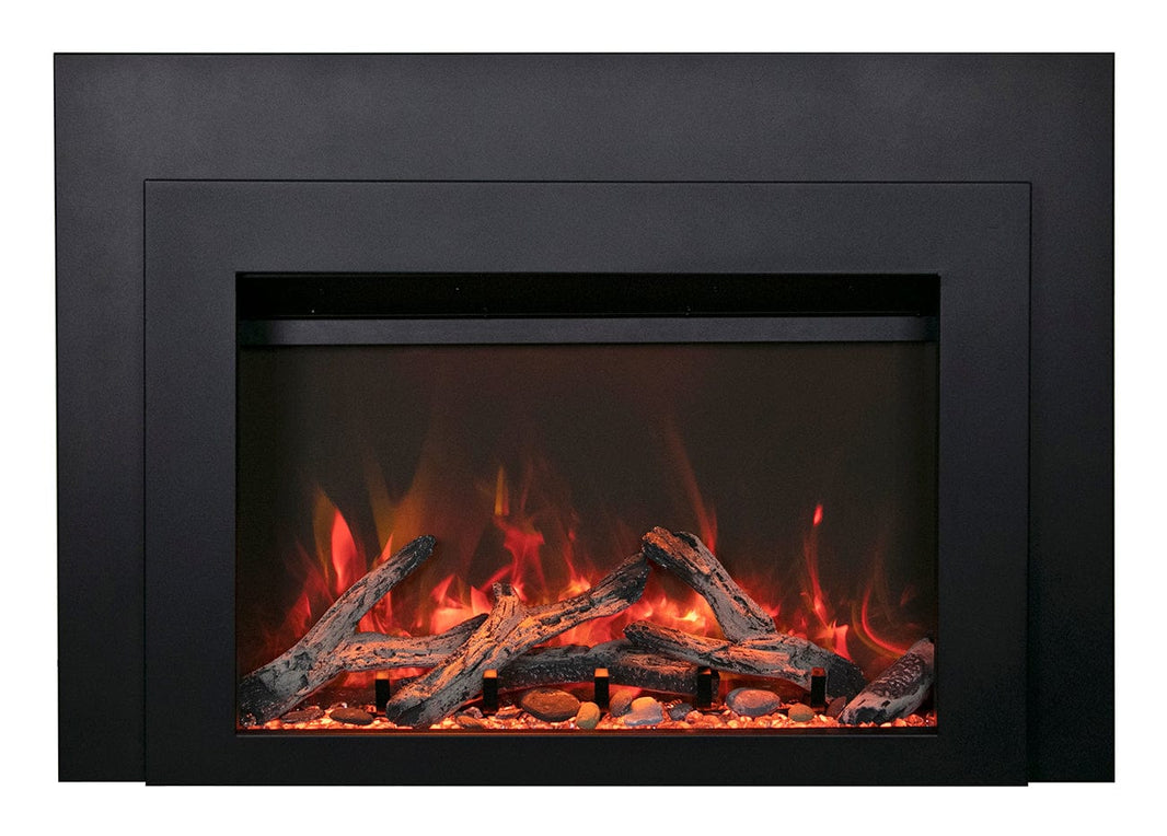 Sierra Flame 34" Electric Fireplace Insert with Black Steel Surround INS-FM-34