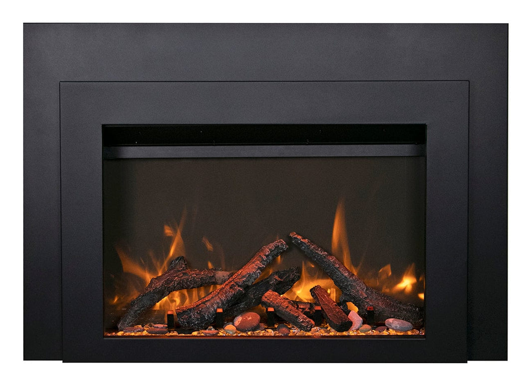 Sierra Flame 34" Electric Fireplace Insert with Black Steel Surround INS-FM-34