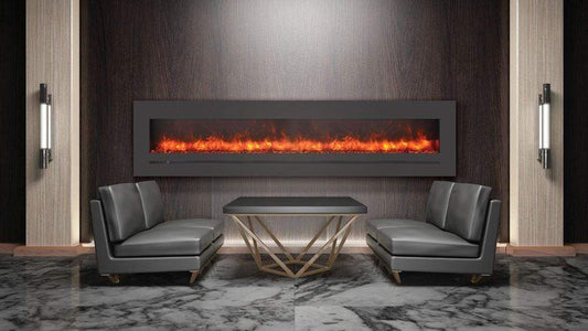 Sierra Flame Steel Front 88" Linear Wall Mount/Flush Mount Electric Fireplace WM-FML-88-9623-STL