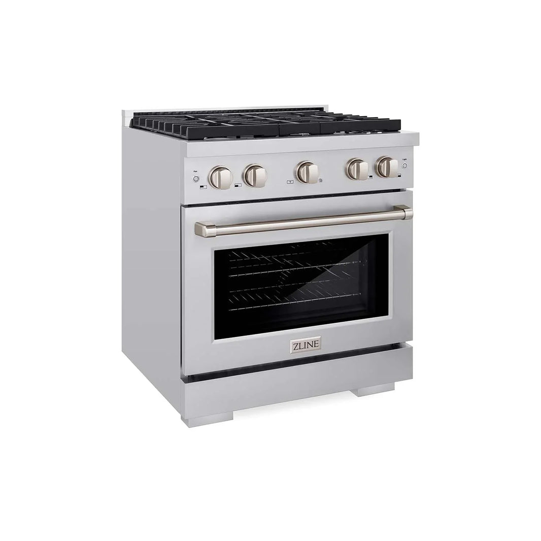 ZLINE 30-Inch Gas Range with 4 Burners and 4.2 cu. ft. Convection Gas Oven in Stainless Steel (SGR30)