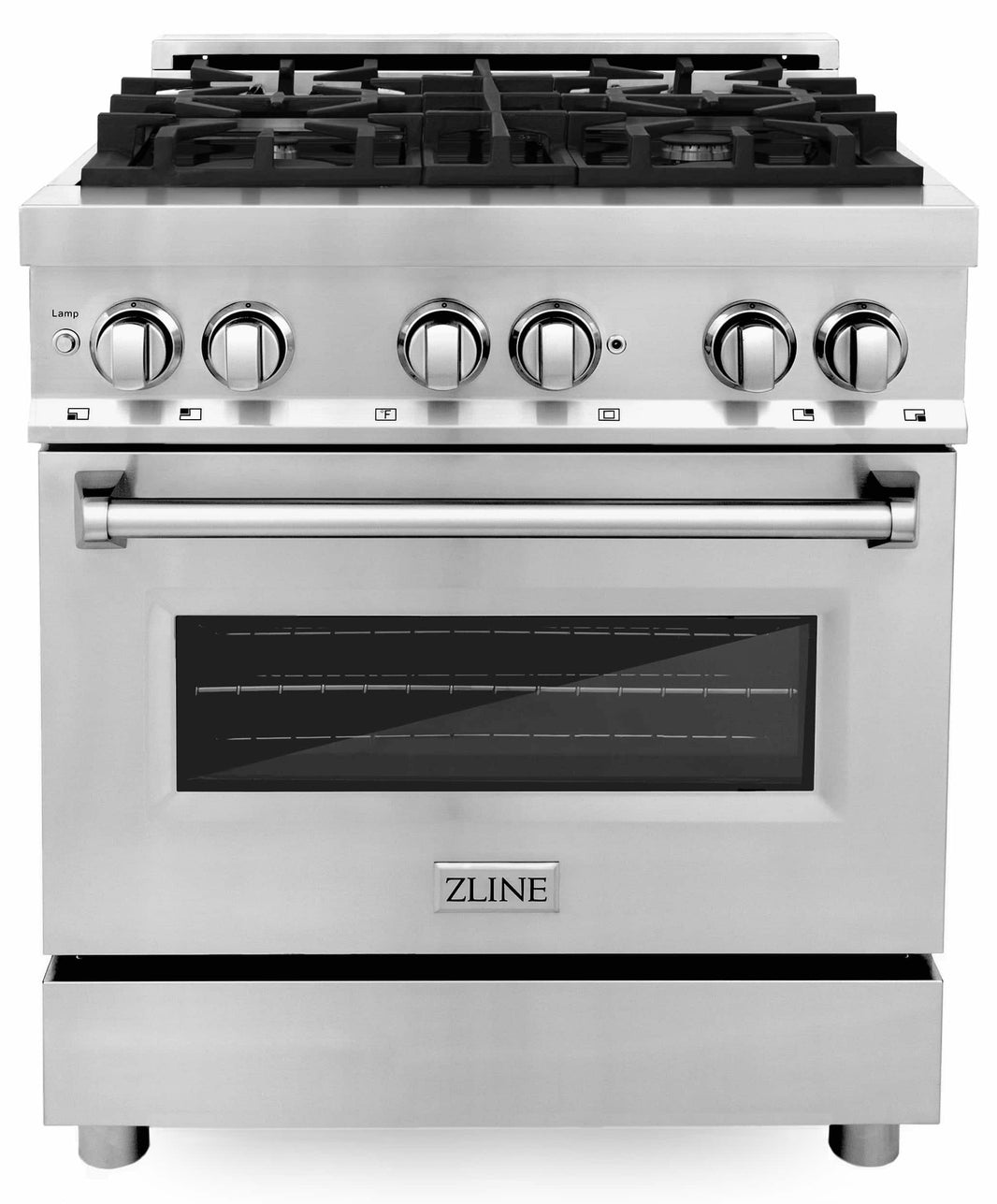 ZLINE 4-Piece Appliance Package - 30" Dual Fuel Range, 36" Refrigerator with Water Dispenser, Tall Tub Dishwasher, & Over-the-Range Microwave in Stainless Steel (4KPRW-RAOTRH30-DWV)