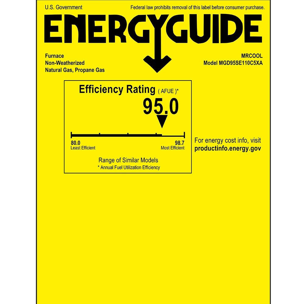 MRCOOL Signature 95% AFUE, 110K BTU, 5 Ton, Downflow Multi-Speed Gas Furnace - 21-Inch Cabinet (MGD95SE110C5XA)