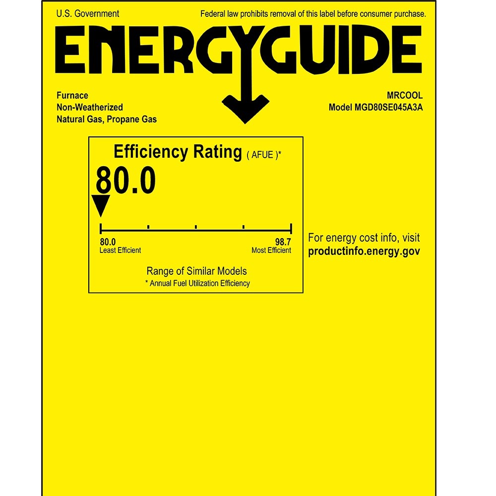 MRCOOL Signature 80% AFUE, 45K BTU, 3 Ton, Downflow Multi-Speed Gas Furnace - 14.5-Inch Cabinet (MGD80SE045A3A)