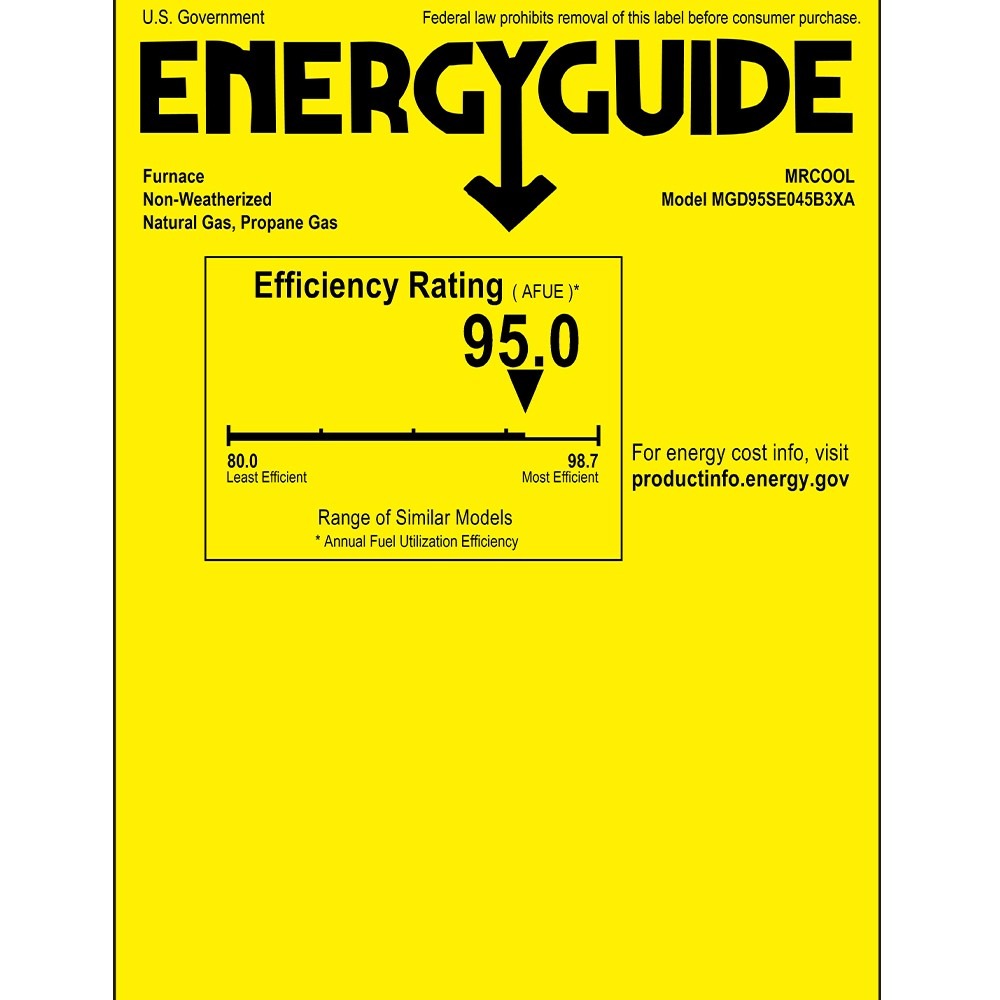 MRCOOL Signature 95% AFUE, 45K BTU, 3 Ton, Downflow Multi-Speed Gas Furnace - 17.5-Inch Cabinet (MGD95SE045B3XA)
