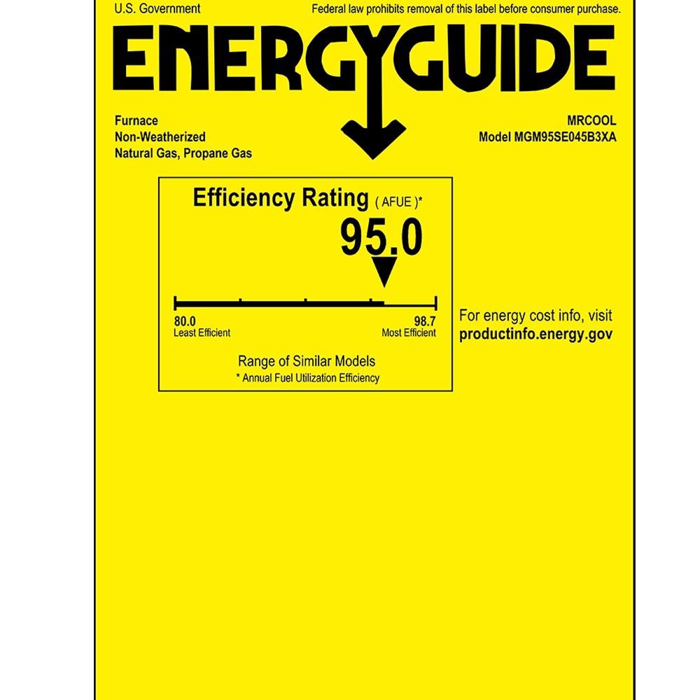 MRCOOL Signature 95% AFUE, 45K BTU, 3 Ton, Multi-Position Multi-Speed Gas Furnace - 17.5-Inch Cabinet (MGM95SE045B3XA)