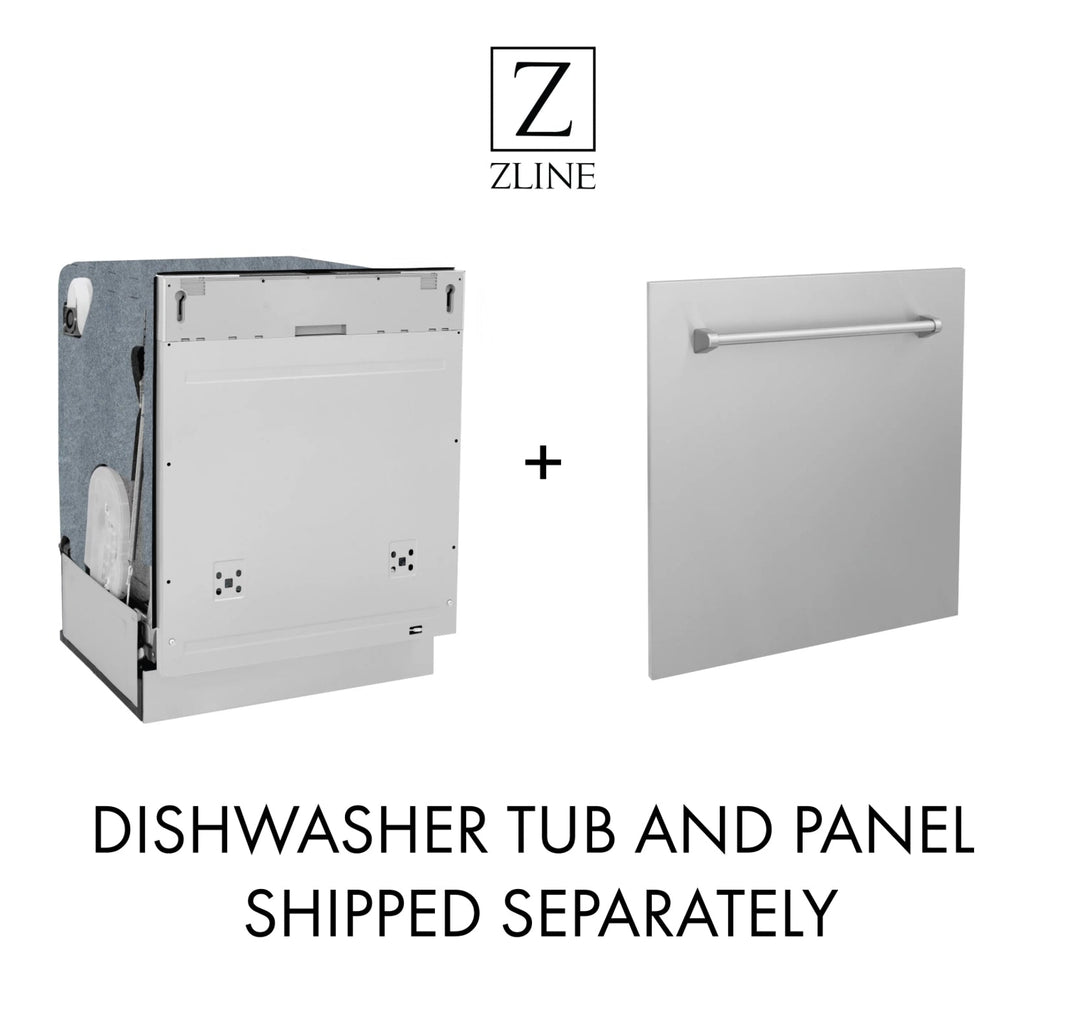 ZLINE Autograph Edition 24-Inch 3rd Rack Top Touch Control  Dishwasher in Black Stainless Steel with Champagne Bronze Handle, 45 dBa (DWMTZ-BS-24-CB)