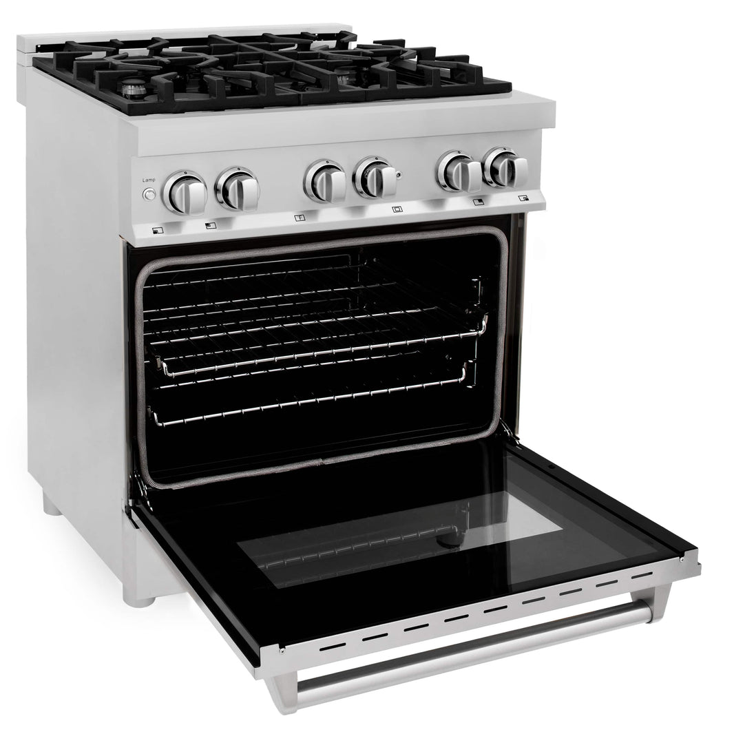 ZLINE 3-Piece Appliance Package - 30-inch Dual Fuel Range, Stainless Steel Dishwasher & Premium Hood (3KP-RARH30-DW)