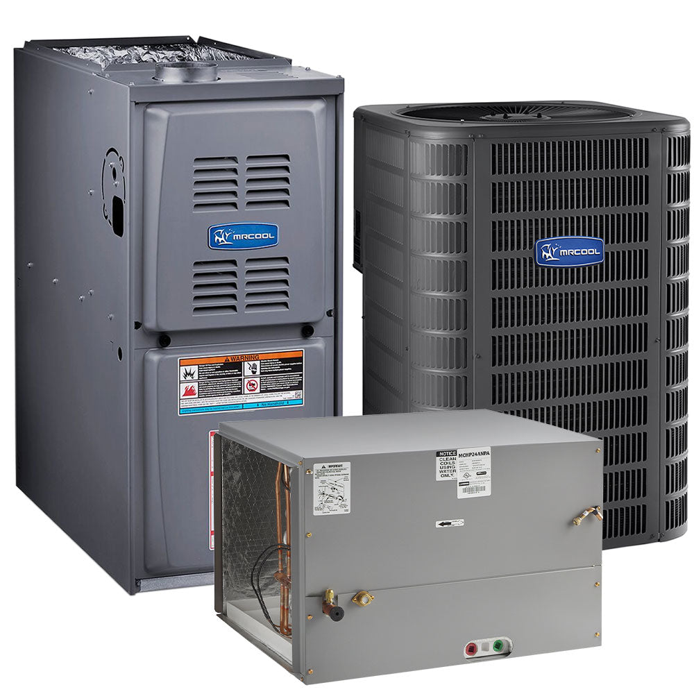 MRCOOL Signature Series - Central Air Conditioner & Gas Furnace Split System - 2.5 Ton, 16 SEER, 30K BTU, 80% AFUE - 17.5-Inch Cabinet - Horizontal