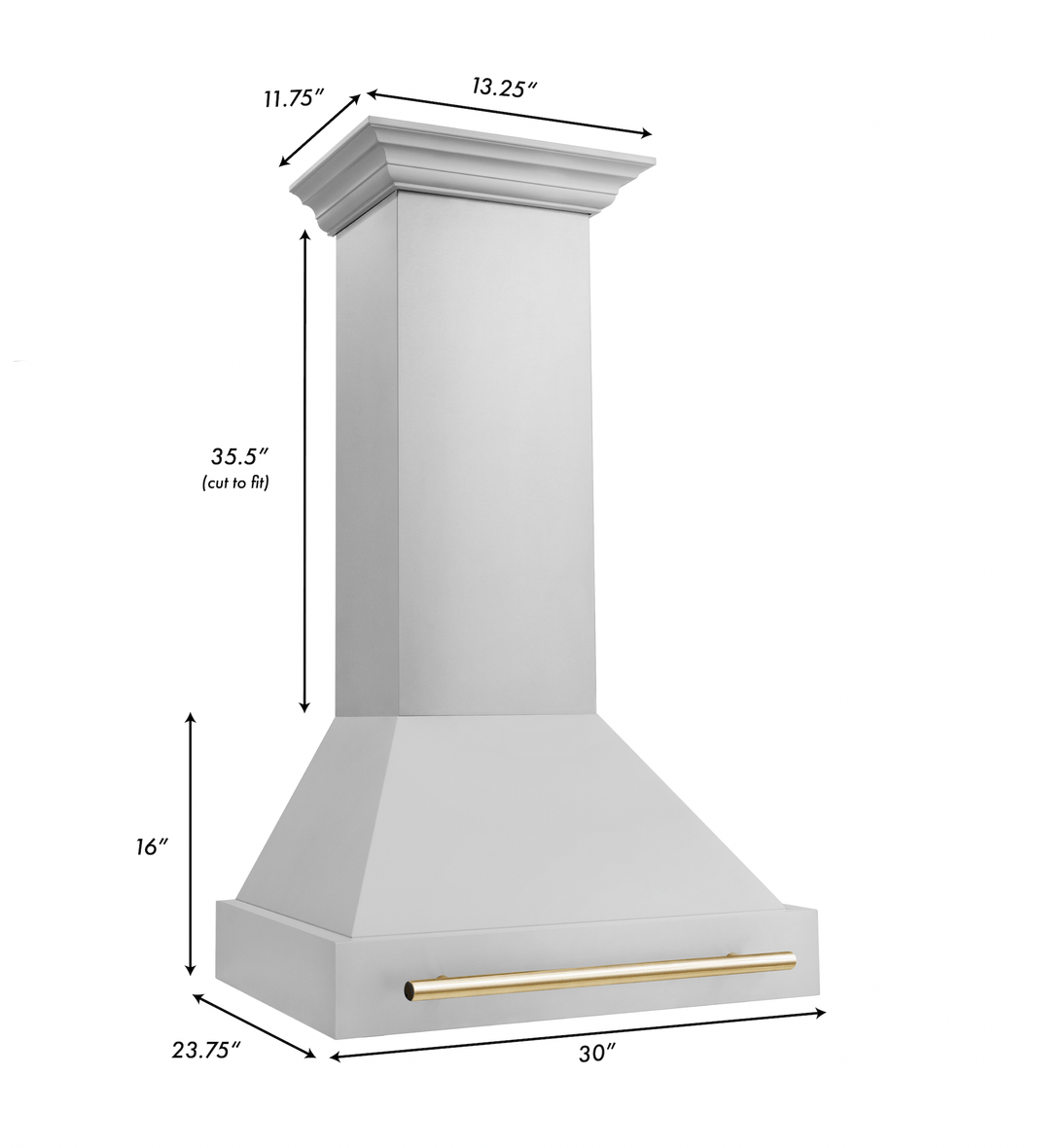 ZLINE Autograph Edition 2-Piece Appliance Package - 30" Dual Fuel Range & Wall Mounted Range Hood in Stainless Steel with Gold Trim (2AKP-RARH30-G)