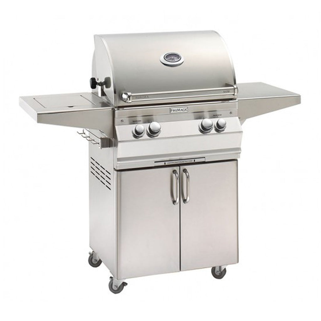 Fire Magic Aurora 29.5-Inch Propane Gas Freestanding Grill with 1 Sear Burner, Backburner, Rotisserie Kit and Analog Thermometer (A430S-8LAP-61)