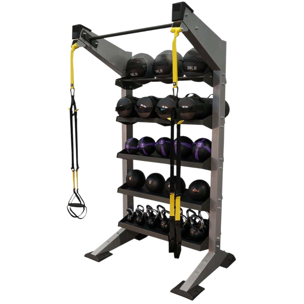 Diamond Direct Fitness | SR1 | Storage Bay Single Rack 5 Tier with Suspension Trainer