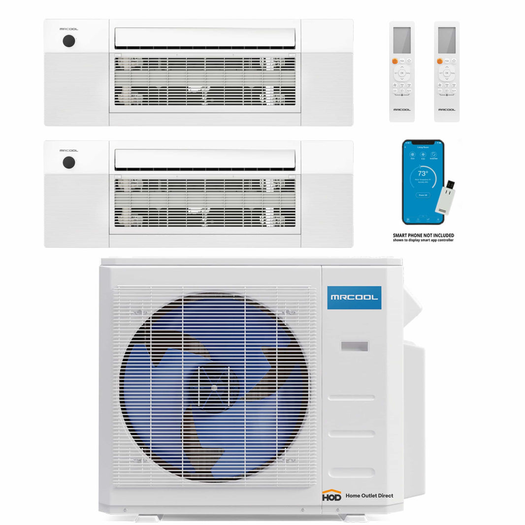 MRCOOL DIY 4th Gen Mini Split - 2-Zone 36,000 BTU Ductless Air Conditioner and Heat Pump with 18K + 12K Cassette Air Handlers