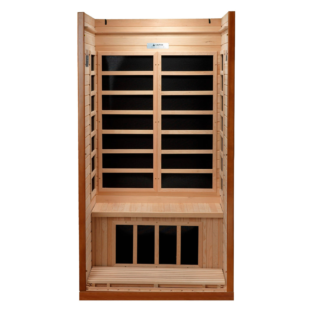 Golden Designs | Geneva Elite 1-2-person PureTech™ Near Zero EMF FAR Infrared Sauna (Canadian Hemlock) | GDI-6106-01 Elite