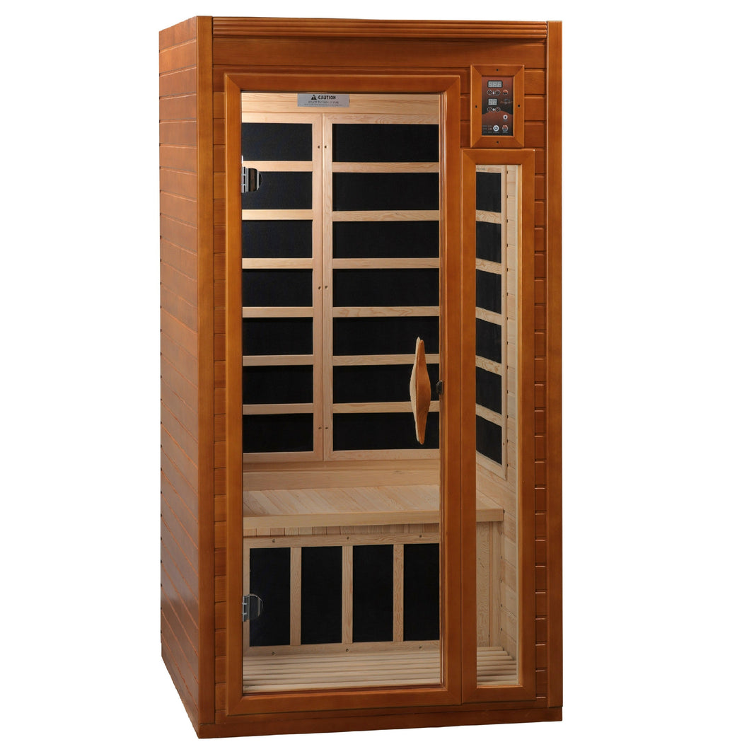 Golden Designs | Geneva Elite 1-2-person PureTech™ Near Zero EMF FAR Infrared Sauna (Canadian Hemlock) | GDI-6106-01 Elite