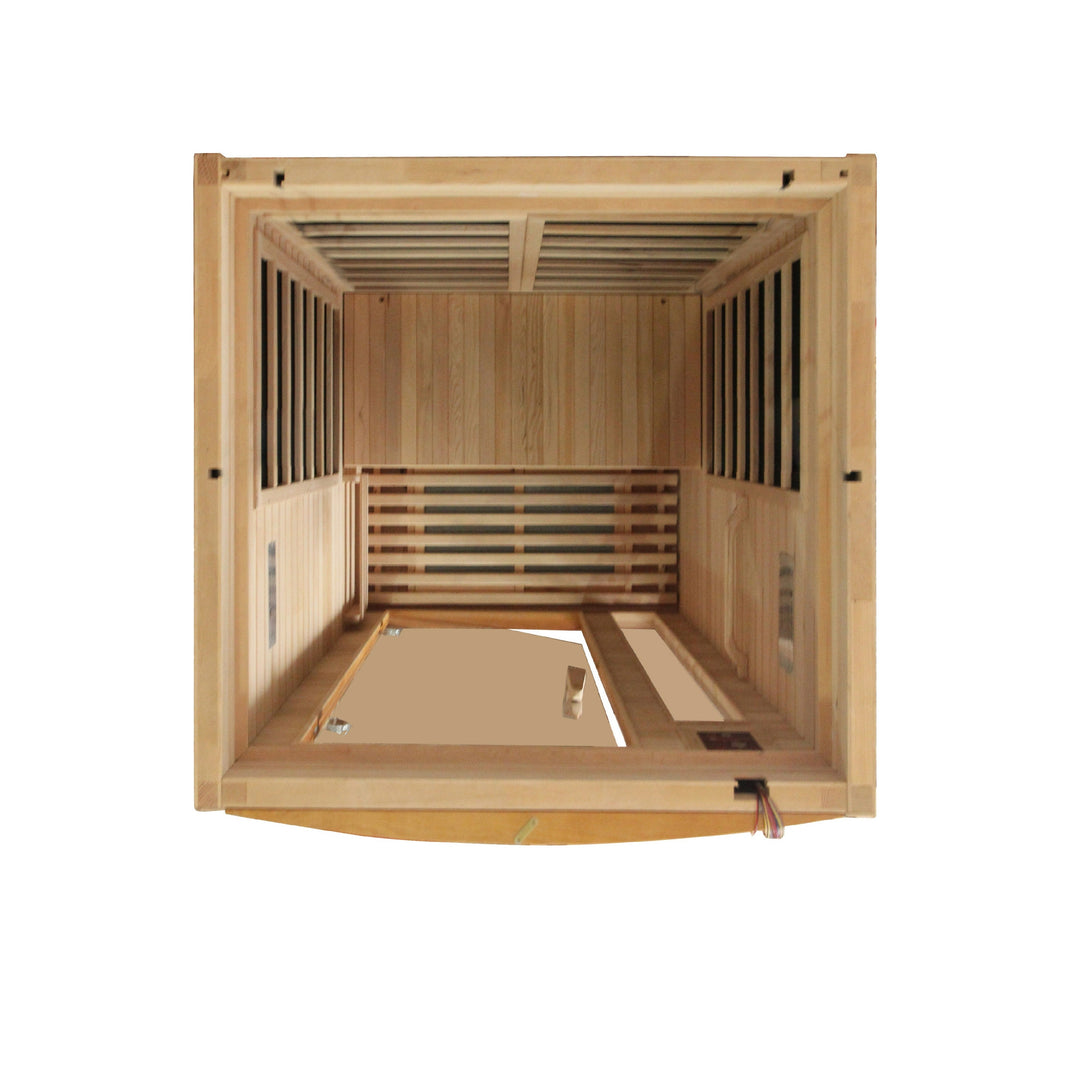 Golden Designs | Geneva Elite 1-2-person PureTech™ Near Zero EMF FAR Infrared Sauna (Canadian Hemlock) | GDI-6106-01 Elite