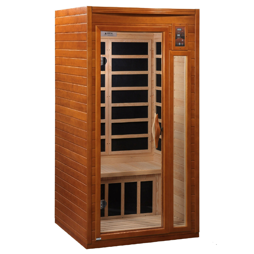 Golden Designs | Geneva Elite 1-2-person PureTech™ Near Zero EMF FAR Infrared Sauna (Canadian Hemlock) | GDI-6106-01 Elite