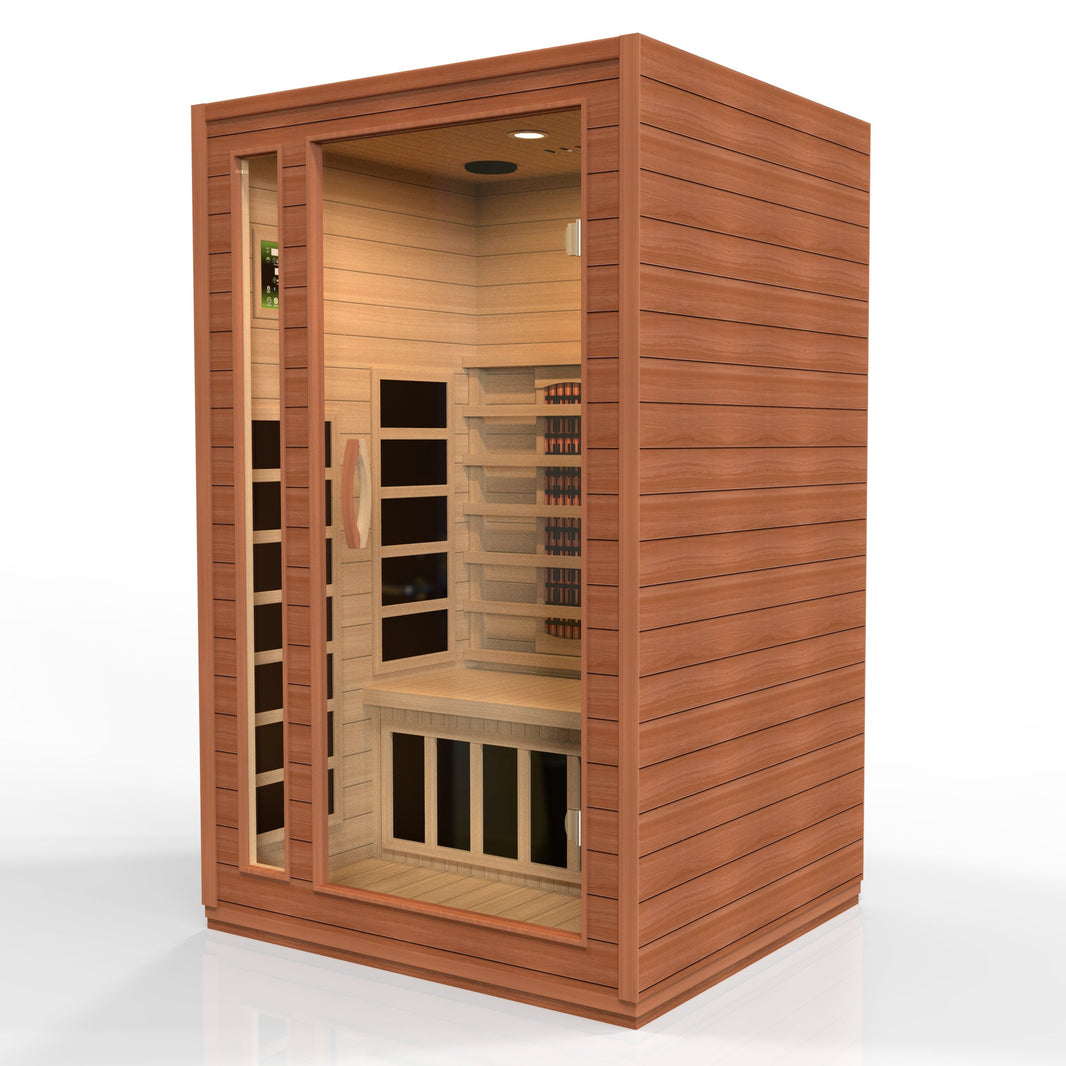 Golden Designs | Cordoba 2-Person Ultra Low EMF FAR Infrared Sauna (Canadian Hemlock) | DYN-6203-01 Elite