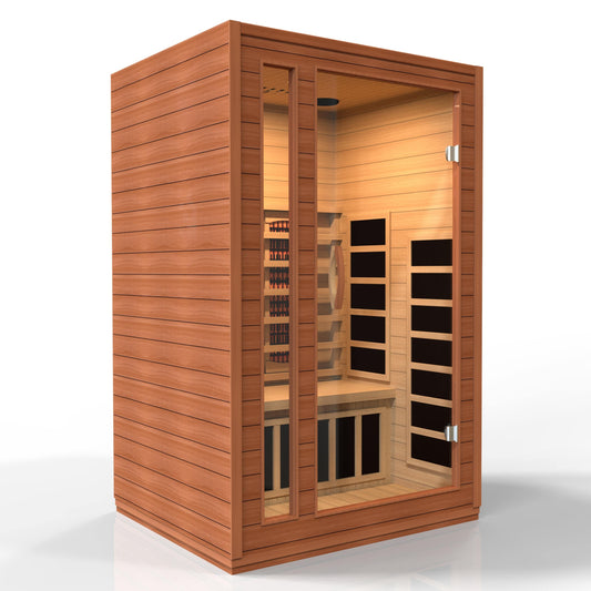 Golden Designs | Dynamic Cardoba 2-Person Full Spectrum Near Zero EMF FAR Infrared Sauna (Canadian Hemlock) | DYN-6203-02 FS