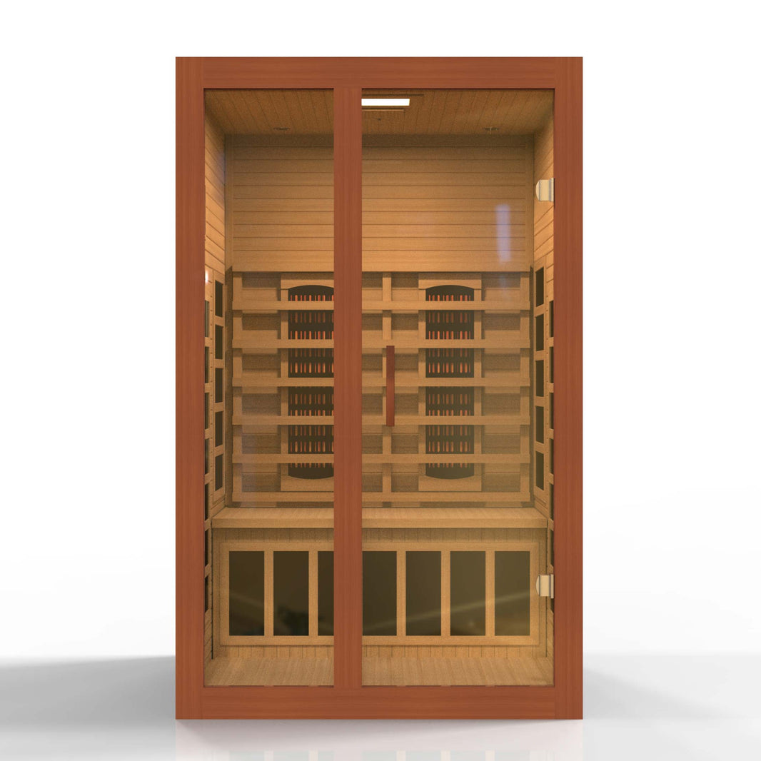 Golden Designs | Dynamic Santiago 2-Person Full Spectrum Near Zero EMF FAR Infrared Sauna (Canadian Hemlock) | DYN-6209-03 FS