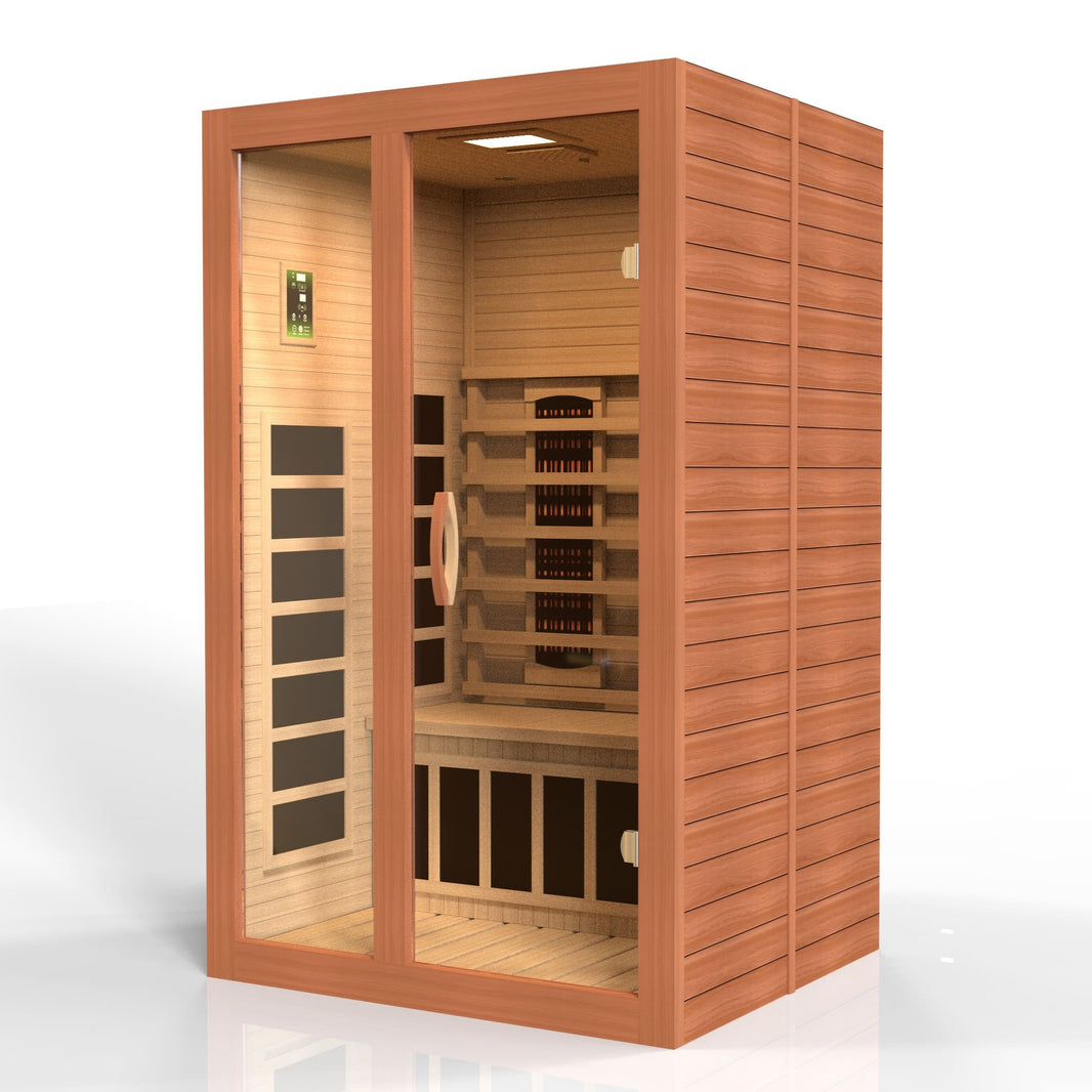 Golden Designs | Dynamic Santiago 2-Person Full Spectrum Near Zero EMF FAR Infrared Sauna (Canadian Hemlock) | DYN-6209-03 FS