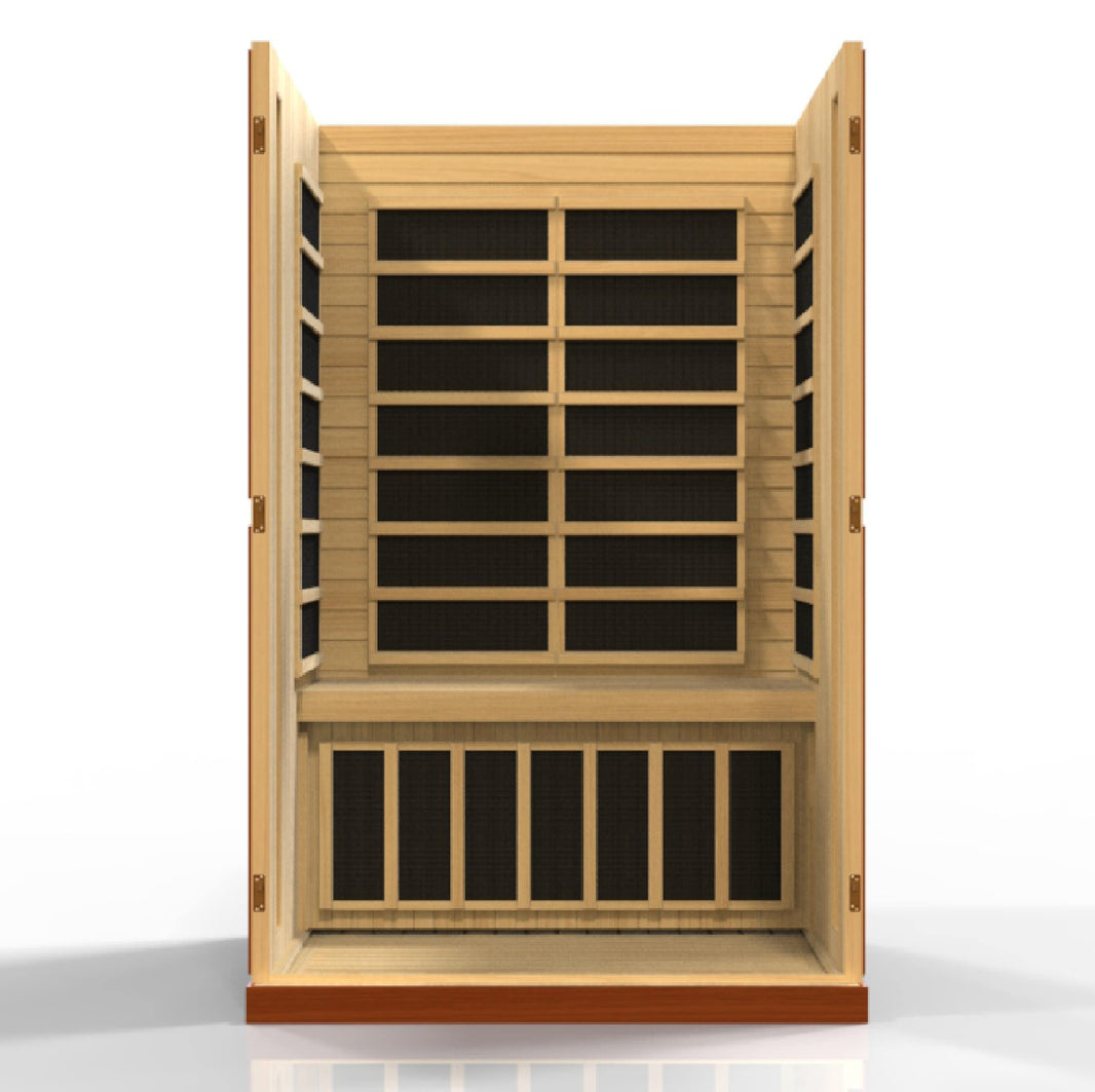 Golden Designs | Vittoria 2-person Low EMF FAR Infrared Sauna (Canadian Hemlock) | DYN-6220-01