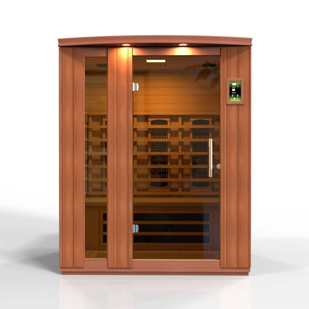 Golden Designs | Dynamic Lugano 3-Person Full Spectrum Near Zero EMF FAR Infrared Sauna (Canadian Hemlock) | DYN-6336-03 FS