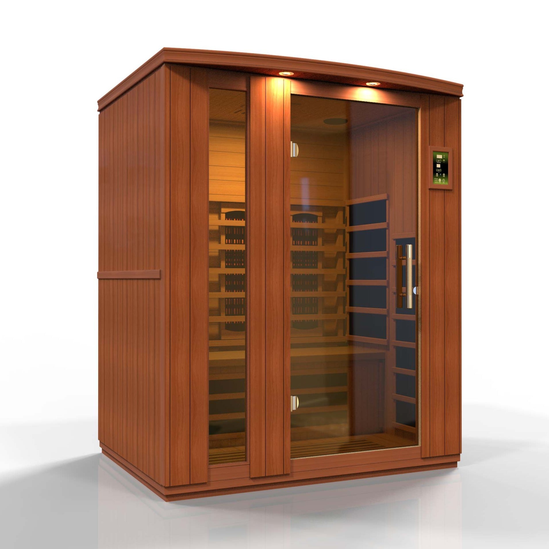 Golden Designs | Dynamic Lugano 3-Person Full Spectrum Near Zero EMF FAR Infrared Sauna (Canadian Hemlock) | DYN-6336-03 FS