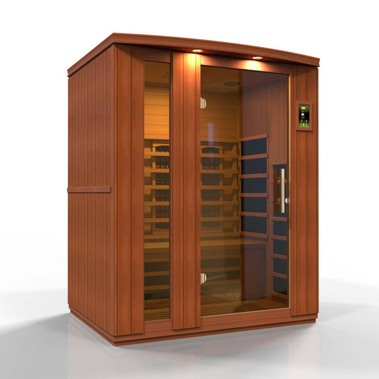 Golden Designs | Dynamic Lugano 3-Person Full Spectrum Near Zero EMF FAR Infrared Sauna (Canadian Hemlock) | DYN-6336-03 FS