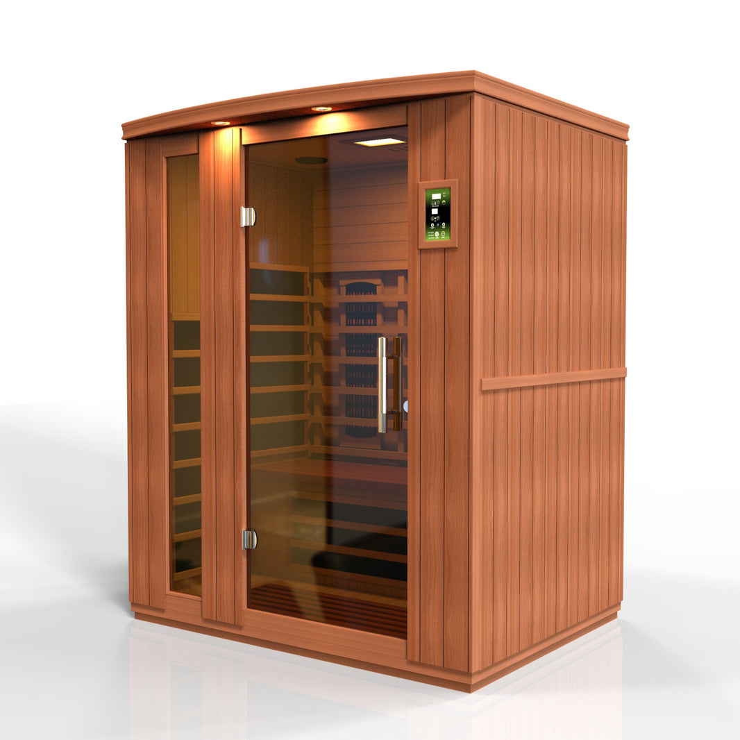 Golden Designs | Dynamic Lugano 3-Person Full Spectrum Near Zero EMF FAR Infrared Sauna (Canadian Hemlock) | DYN-6336-03 FS