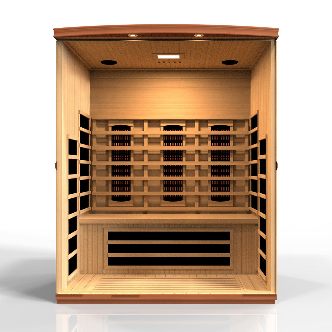 Golden Designs | Dynamic Lugano 3-Person Full Spectrum Near Zero EMF FAR Infrared Sauna (Canadian Hemlock) | DYN-6336-03 FS