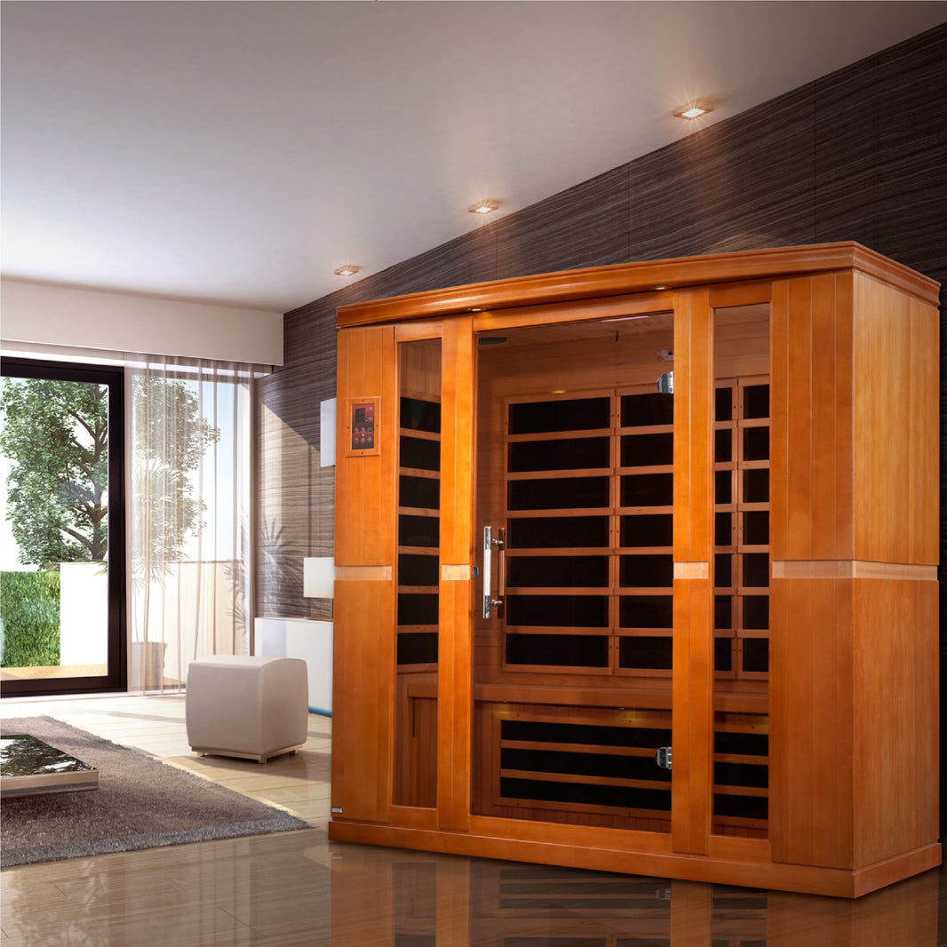 Golden Designs | Bergamo 4-person Low EMF FAR Infrared Sauna (Canadian Hemlock) | DYN-6440-01