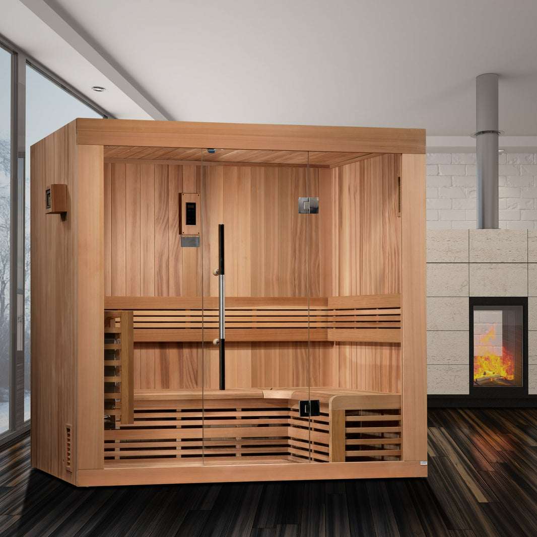 Golden Designs | Copenhagen 3-Person Traditional Steam Sauna (Canadian Red Cedar) | GDI-7389-01