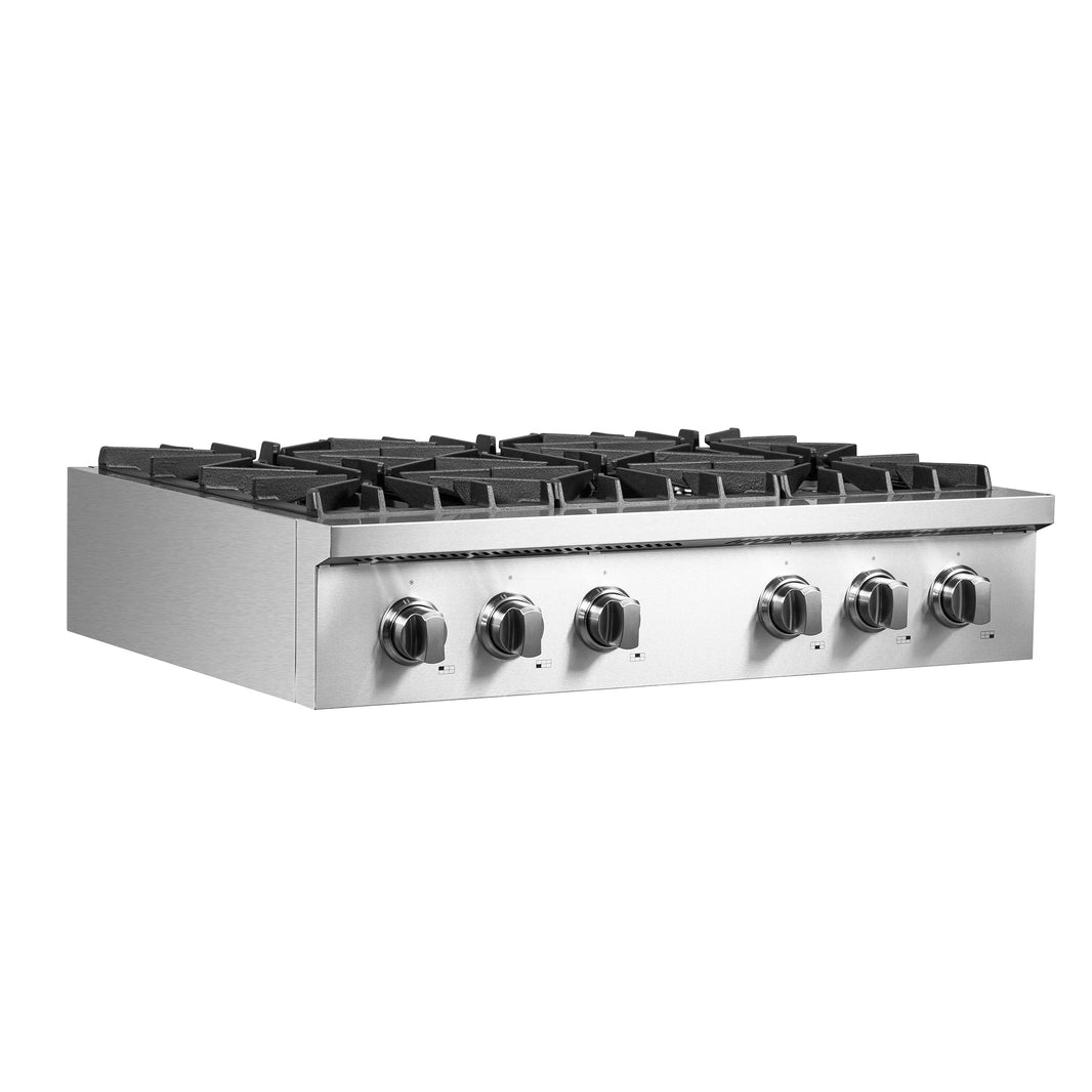 Forno Lseo 36-Inch Gas Range top, 6 Burners, Griddle in Stainless Steel (FCTGS5737-36)