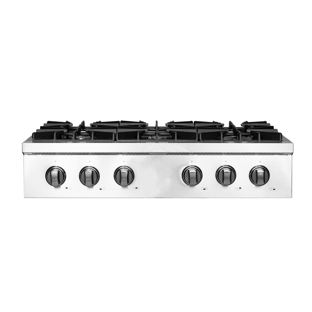 Forno Lseo 36-Inch Gas Range top, 6 Burners, Griddle in Stainless Steel (FCTGS5737-36)