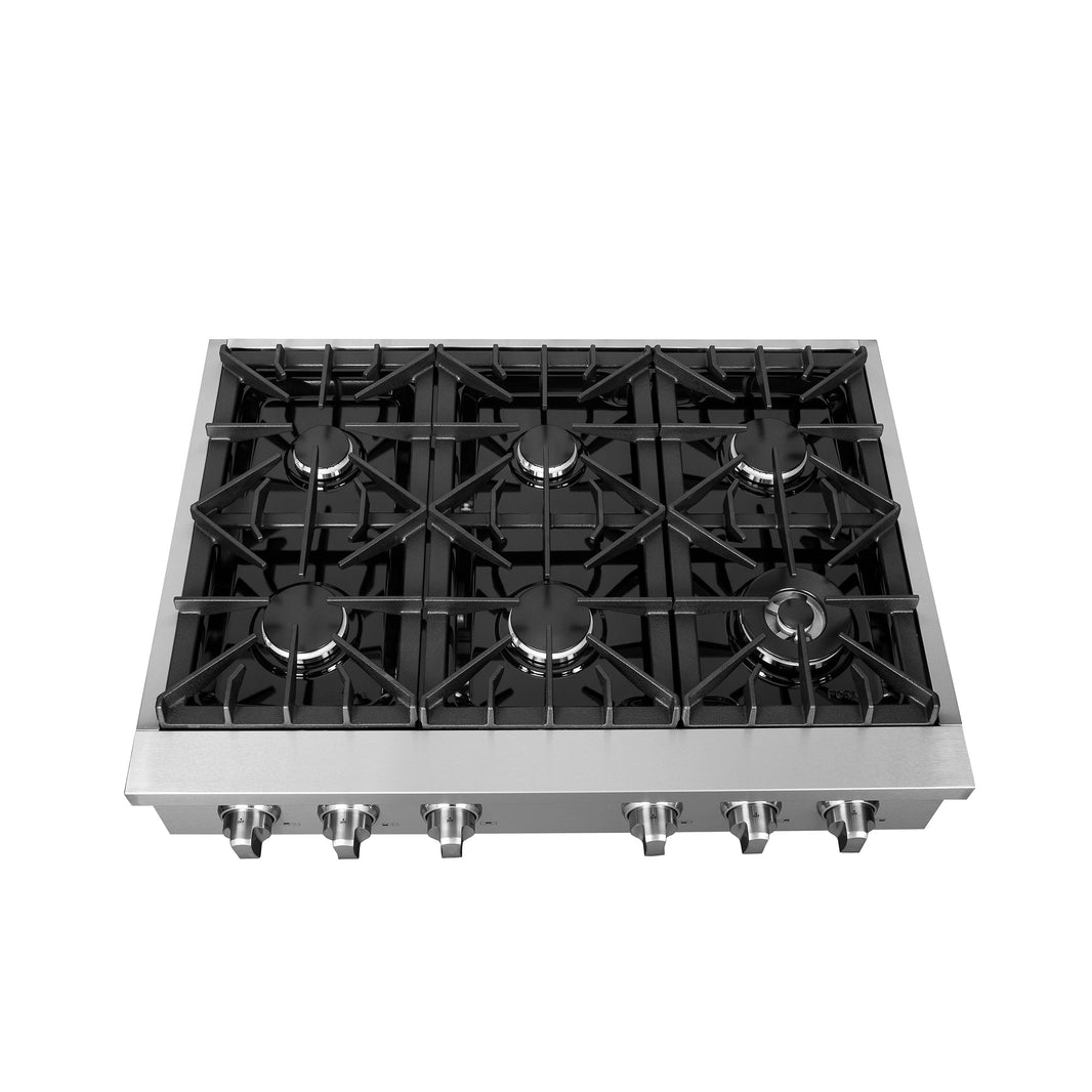 Forno Lseo 36-Inch Gas Range top, 6 Burners, Griddle in Stainless Steel (FCTGS5737-36)