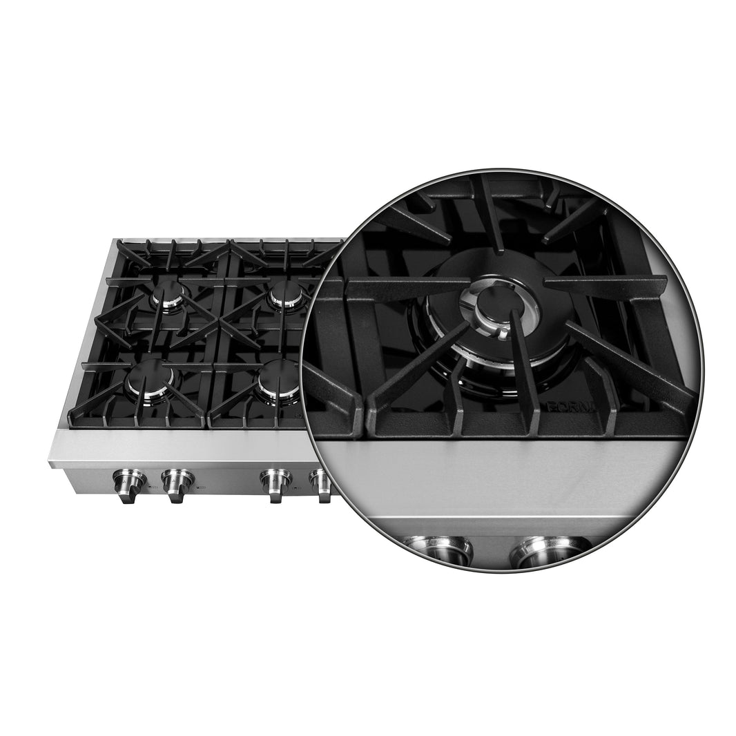 Forno Lseo 48-Inch Gas Range top, 8 Burners, Griddle in Stainless Steel (FCTGS5737-48)