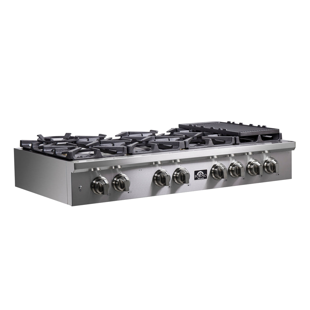 Forno Spezia 48-Inch Cooktop, 8 Burners. Wok Ring and Grill/Griddle in Stainless Steel (FCTGS5751-48)