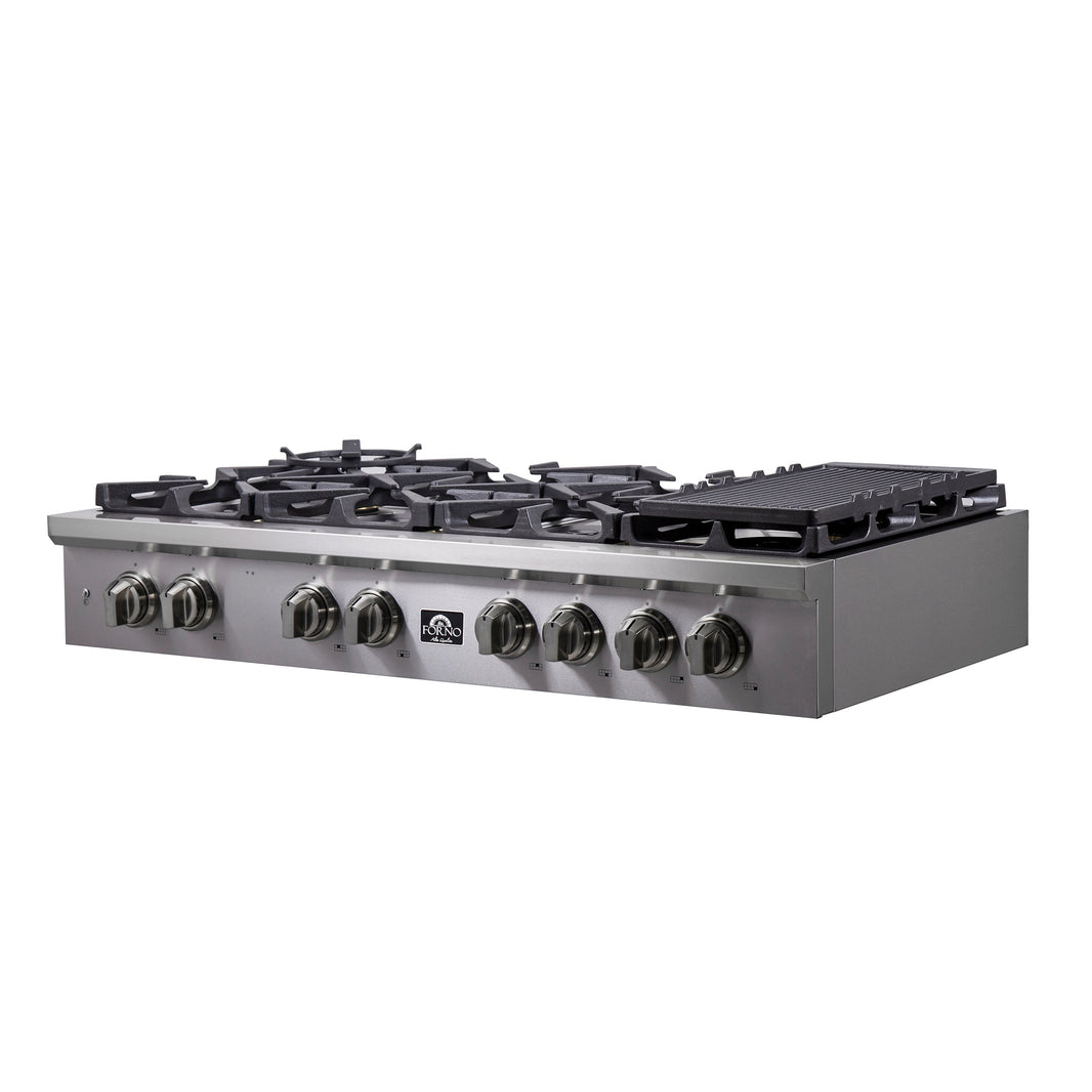 Forno Spezia 48-Inch Cooktop, 8 Burners. Wok Ring and Grill/Griddle in Stainless Steel (FCTGS5751-48)