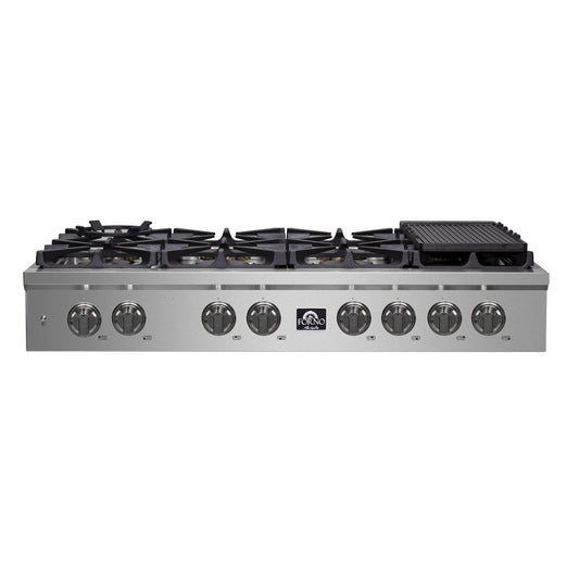 Forno Spezia 48-Inch Cooktop, 8 Burners. Wok Ring and Grill/Griddle in Stainless Steel (FCTGS5751-48)