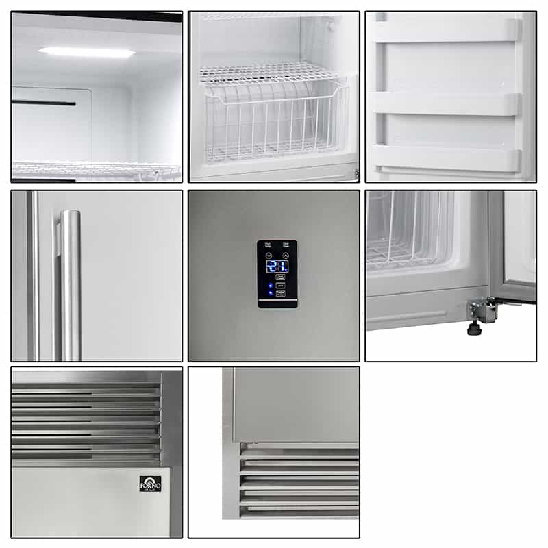 Forno 28-Inch Rizzuto 13.8 cu.ft. Pro-Style Dual Combination Refrigerator & Freezer with 4-Inch Grill Trim Kit in Stainless Steel (FFFFD1933-32LS)