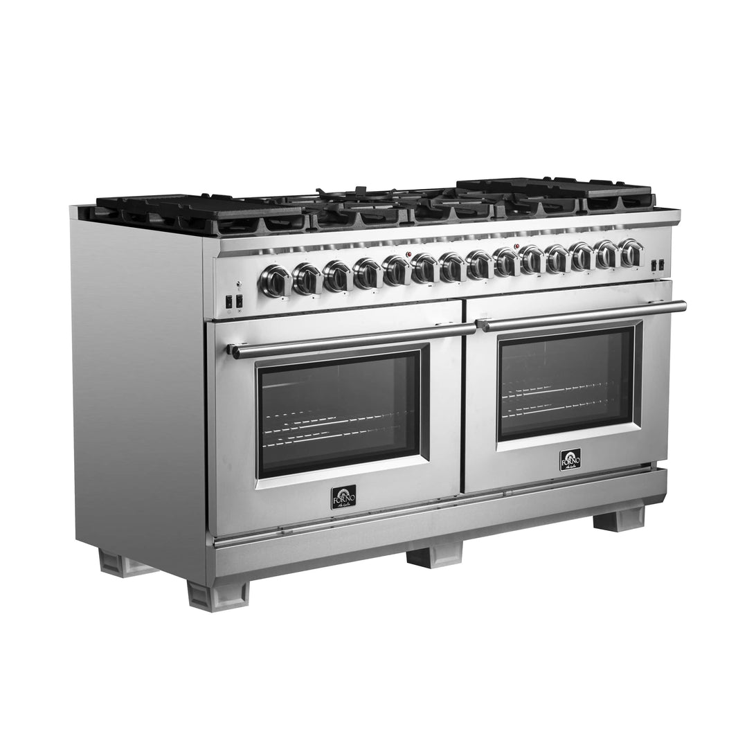 Forno 60-Inch Capriasca Dual Fuel Range with 240v Electric Oven - 10 Sealed Burners and 200,000 BTUs (FFSGS6187-60)