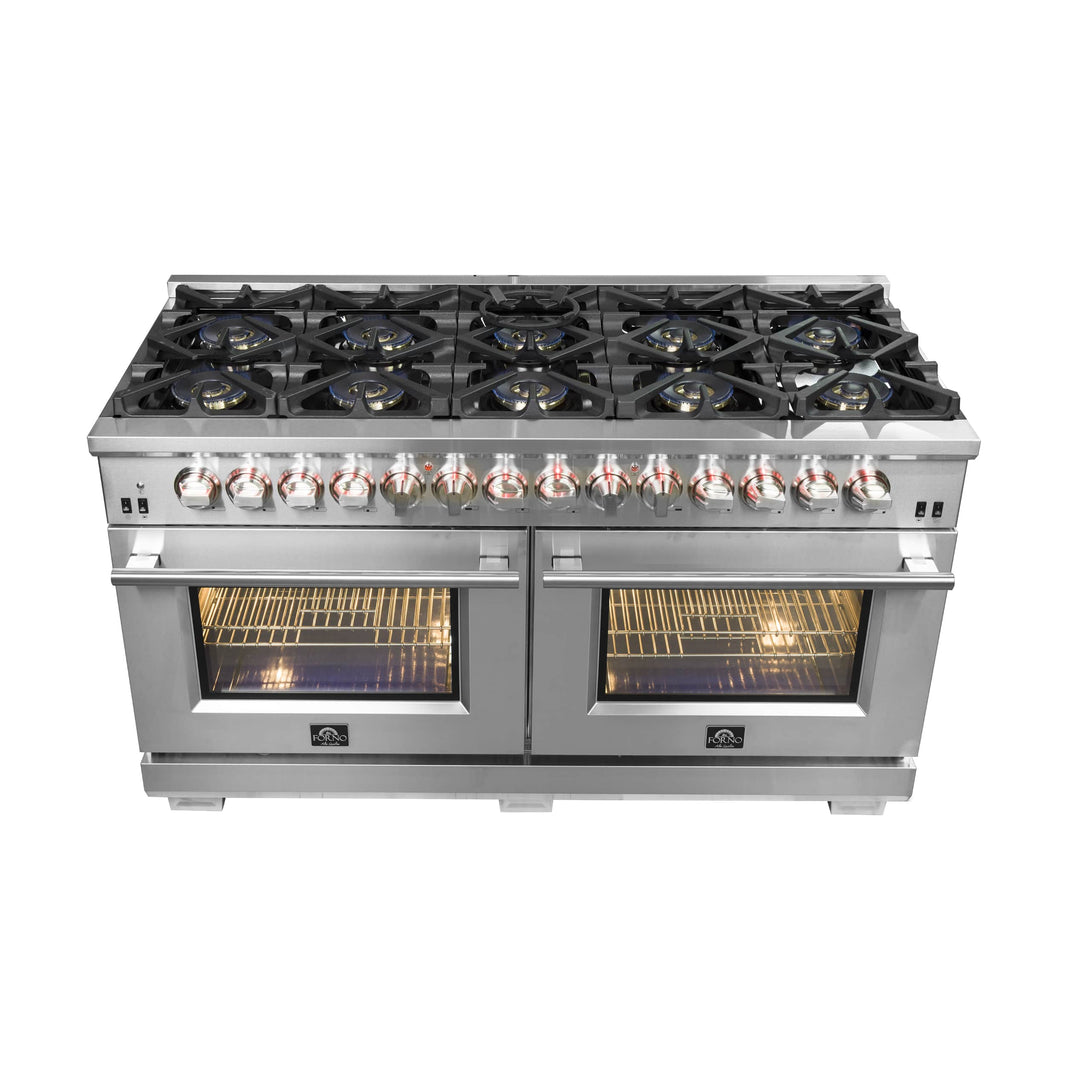 Forno 60-Inch Capriasca Dual Fuel Range with 240v Electric Oven - 10 Sealed Burners and 200,000 BTUs (FFSGS6187-60)