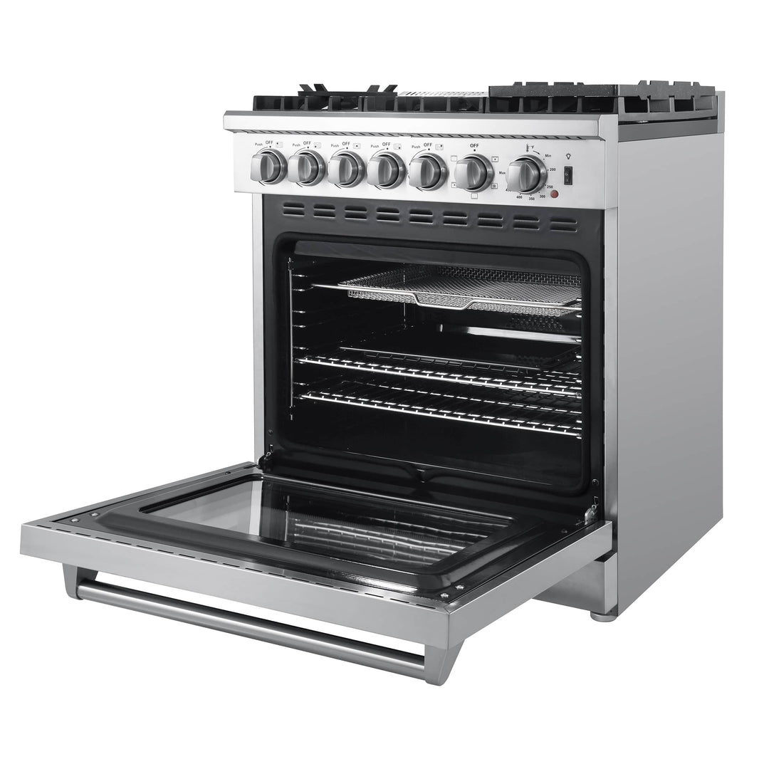 Forno Lazio 30" Dual Fuel Range with 5 Sealed Burner in Stainless Steel with Air Fryer & Reversible Griddle (FFSGS6196-30)